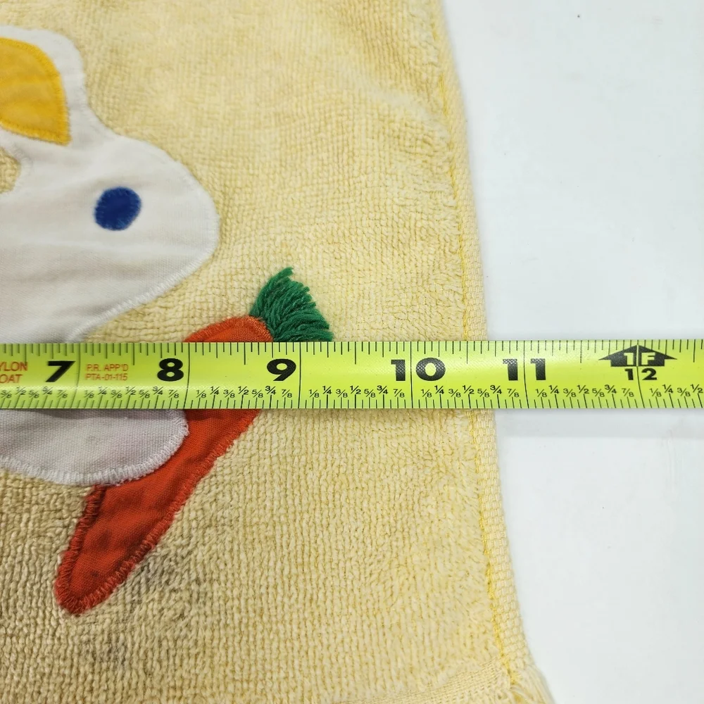 90s VINTAGE HAMCO Baby Bunny Rabbit Pullover Terry Cloth Towel Bib Yellow